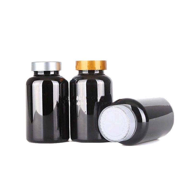 180cc 200ml Amber Plastic Bottle Cosmo Black Empty Bottle